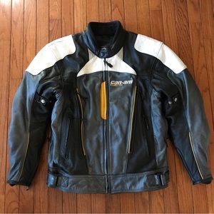Can-Am Mens Leather Moto Jacket Biker Motorcycle Medium
